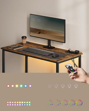 Gaming Desk with LED Lighting & Power Strip - Karrari