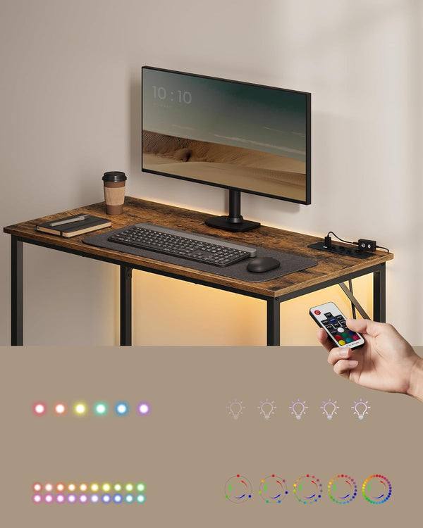 Gaming Desk with LED Lighting & Power Strip - Karrari