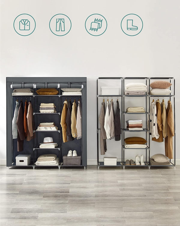 Bedroom Canvas Wardrobe Organizer – Gray - Karrari