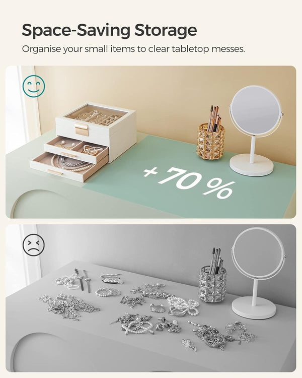 3-Layer Jewellery Box with Glass Lid & 2 Drawers