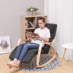 Rocking Chair with Adjustable Footrest - Dark Grey - Karrari