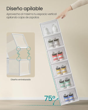 Set of 12 Clear Stackable Shoe Storage Boxes