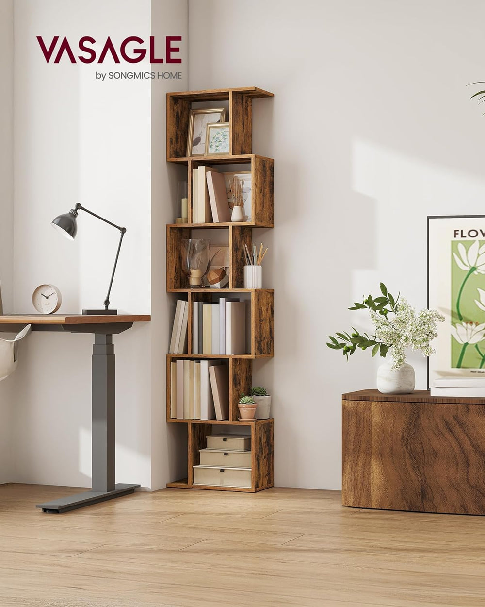 6-Tier Storage Shelf – Bookcase & Room Divider