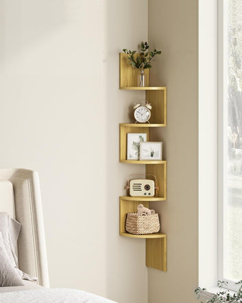 Wall Corner Shelf, 5 Tier Storage Shelf, Plant Shelf, for Bedroom, Living Room, Bathroom
