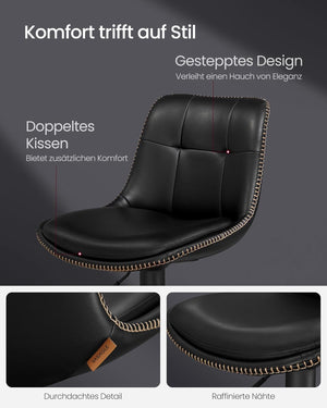 PU Leather Bar Stools with Backrest and Footrest (Set of 2)