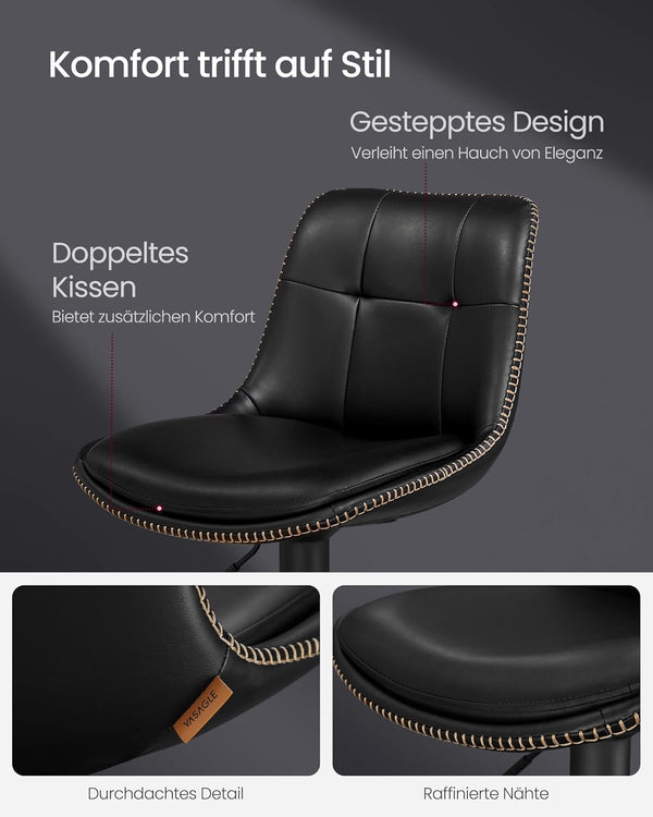 PU Leather Bar Stools with Backrest and Footrest (Set of 2)