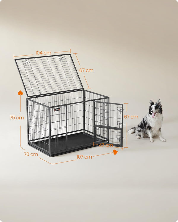 Heavy-Duty Portable Dog Crate with 2 Doors - Karrari