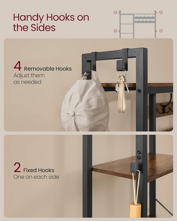 Hall Tree with Bench, Shoe Storage & Hooks - Karrari