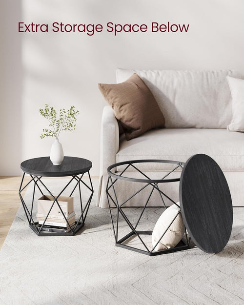2-Piece Round Coffee Tables with Removable Tops - Karrari