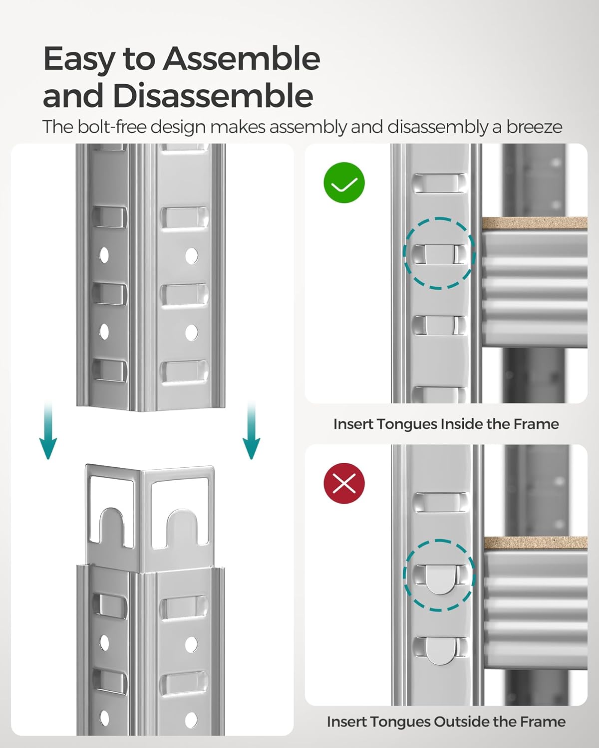 5-Tier Shelving Unit, Steel Shelving Unit for Storage, Tool-Free Assembly, for Garage, Shed, Load Capacity 875 kg, (60 x 120 x 200 cm)