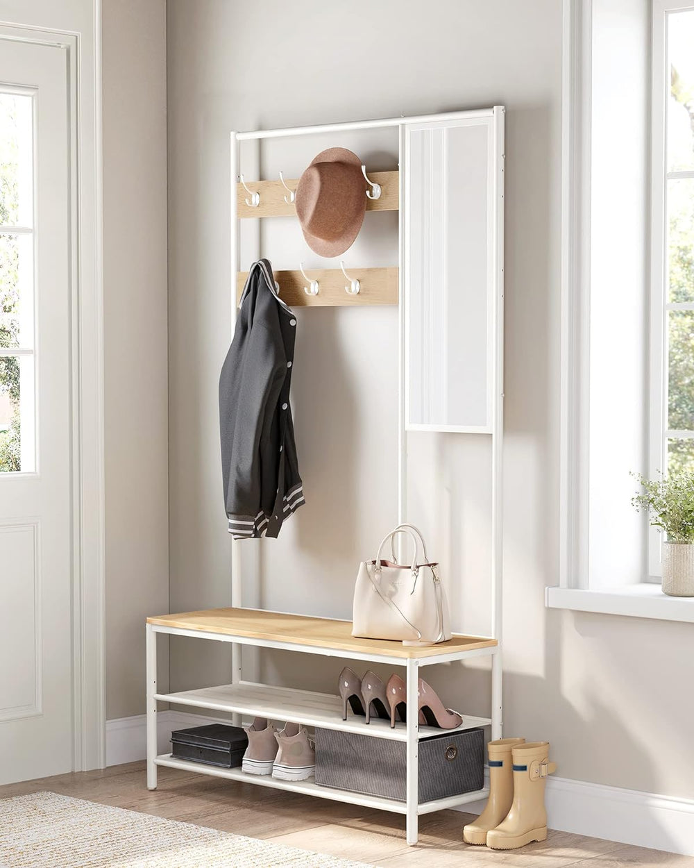 Coat Rack with Mirror & Bench - Karrari
