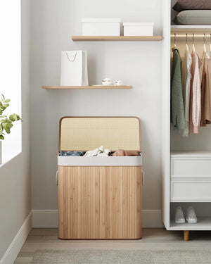 150L 3-Section Foldable Laundry Hamper - Lid & Handles