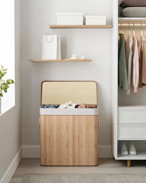 150L 3-Section Foldable Laundry Hamper - Lid & Handles