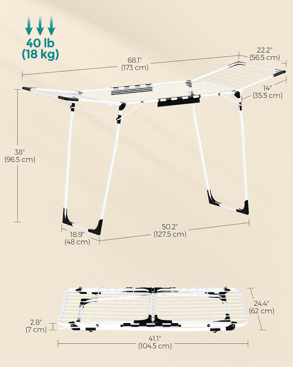 Winged Clothes Airer for Clothes, Towels & Linens - Karrari