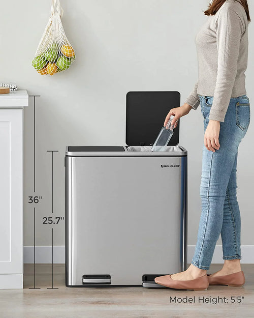 Double Rubbish Bin – Waste & Recycling, Metal Pedal
