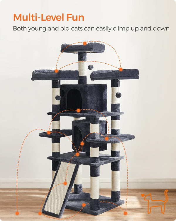 Large Smoke Grey Cat Tower with Scratching Posts - Karrari