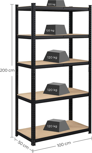 5-Tier Steel Storage Shelving Unit - Tool-Free Assembly (50x100x200cm) - Karrari