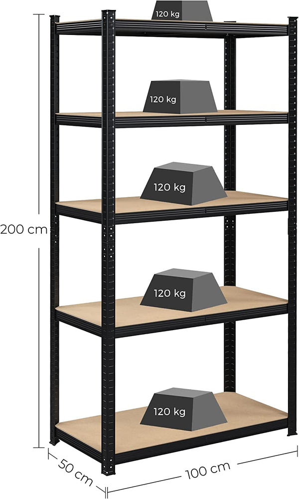 5-Tier Steel Storage Shelving Unit - Tool-Free Assembly (50x100x200cm) - Karrari