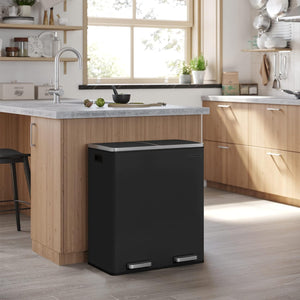 Double Kitchen Pedal Bin 2×30L (Waste & Recycling) - Karrari