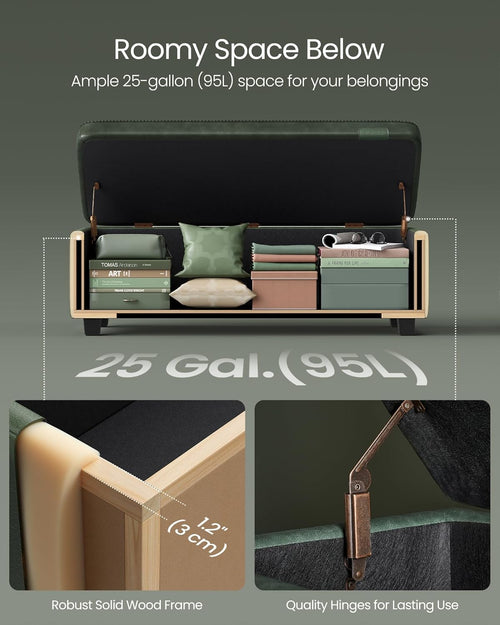 Storage Ottoman Bench – Leather Look, Mid-Century Design - Karrari