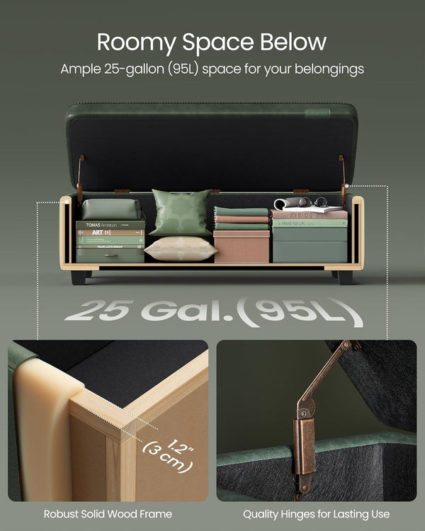 Storage Ottoman Bench – Leather Look, Mid-Century Design