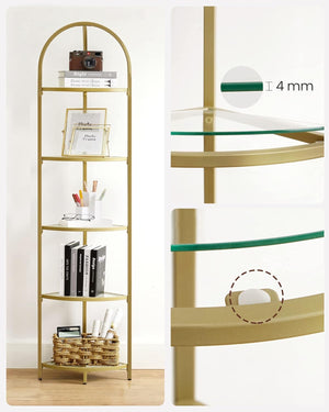 5-Tier Corner Shelf Stand with Tempered Glass - Karrari
