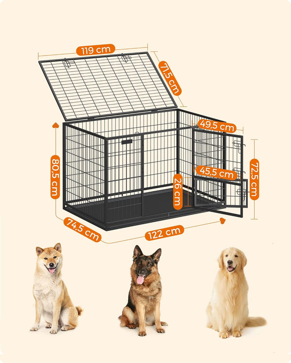 Heavy-Duty XXL Metal Dog Crate - Removable Tray - Karrari