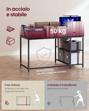 L-Shaped Computer Desk, Reversible Shelves - Karrari