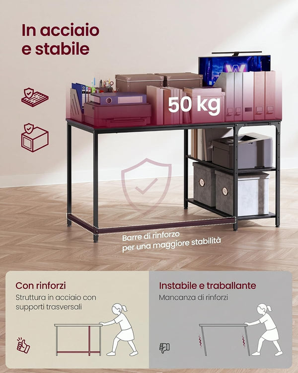 L-Shaped Computer Desk, Reversible Shelves - Karrari
