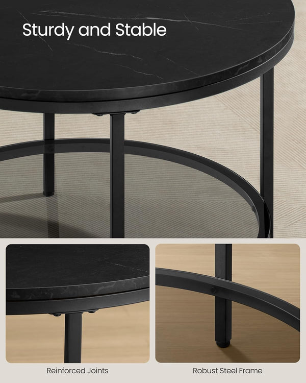 Coffee Table with Glass Top & Storage - Karrari