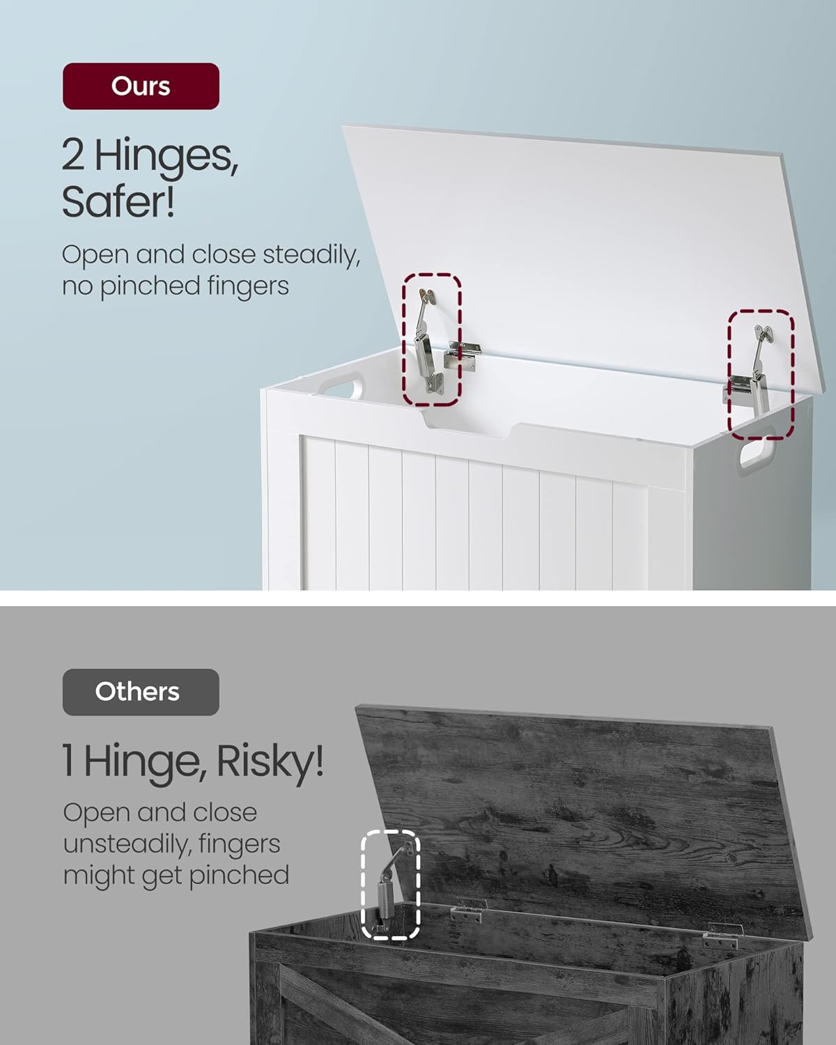 Storage Chest, Storage Bench, Entryway Bench with 2 Safety Hinges, Sho