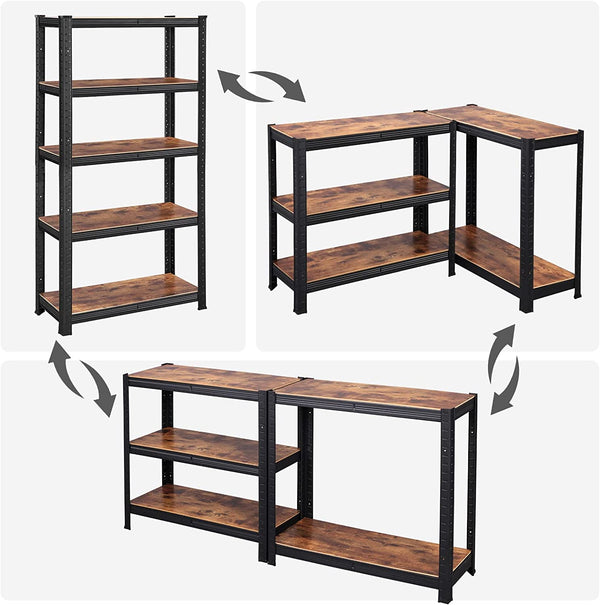 Industrial Shelving Unit – 5 Adjustable Shelves (30x75x150cm) - Karrari