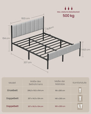 Double Metal Bed Frame (160 x 200 cm) - Karrari