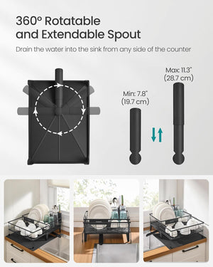 Expandable Dish Rack with Spout & Utensil Holder - Karrari