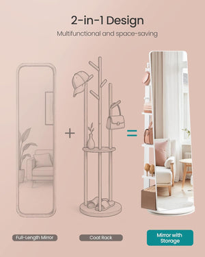 360° Rotating Full-Length Mirror with Storage (163×45cm) - Karrari