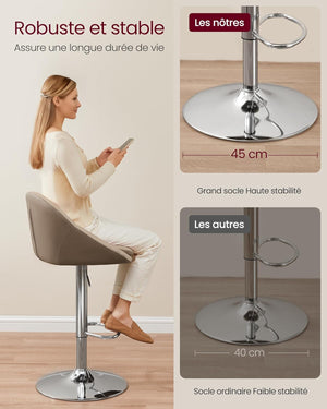 Set of 2 Adjustable Bar Stools - Camel Brown - Karrari
