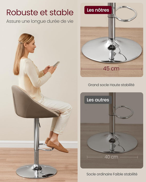 Set of 2 Adjustable Bar Stools - Camel Brown - Karrari