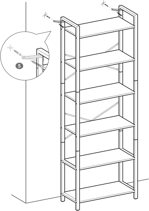 6-Tier Industrial Bookshelf - Karrari
