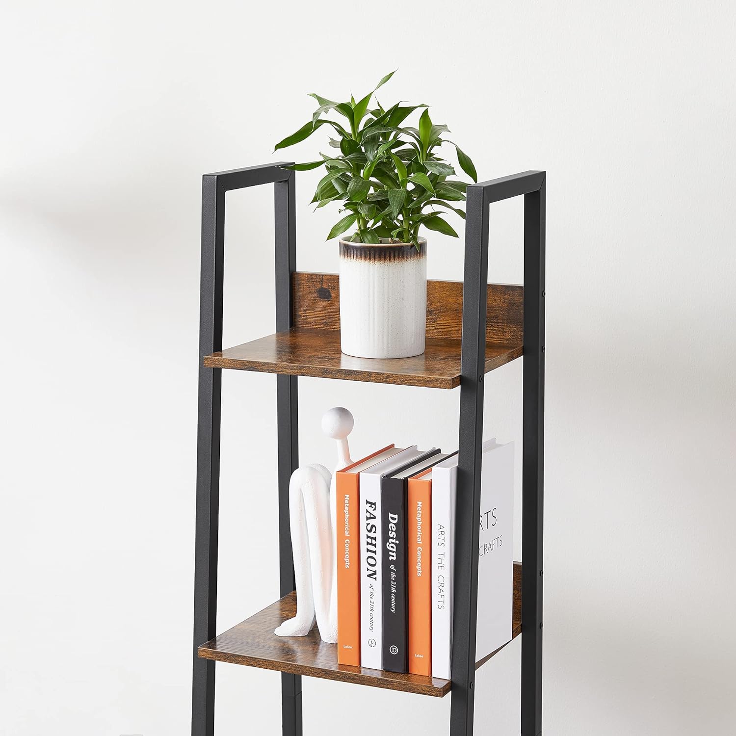 5-Tier Slim Open Bookshelf with Wood Grain Top (30×33.8×169.9cm)
