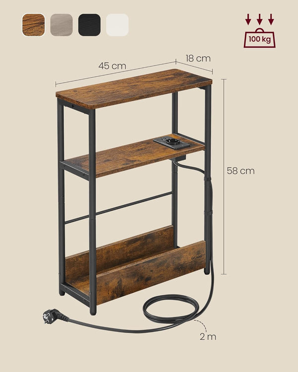 Side Table - Charging Port & Shelves - Karrari