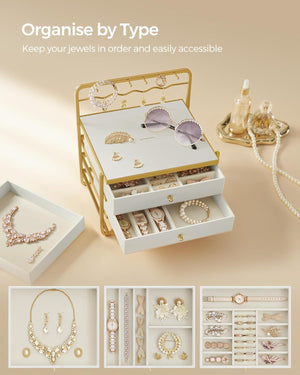 3-Tier Jewellery Organizer - Drawers & Hanging Rack
