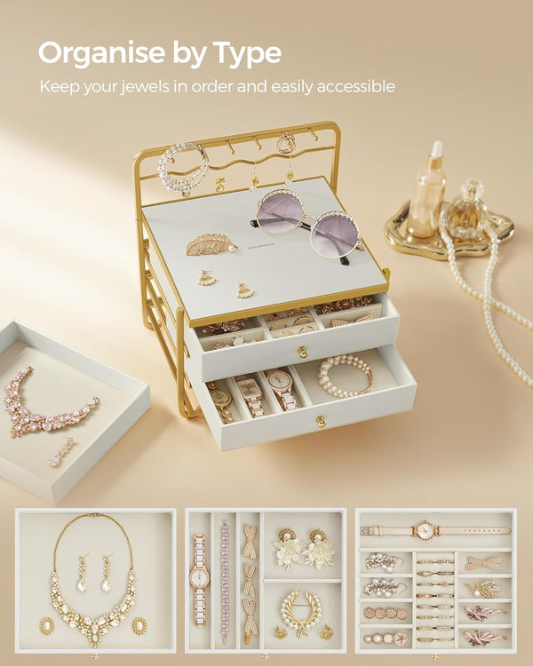 3-Tier Jewellery Organizer - Drawers & Hanging Rack