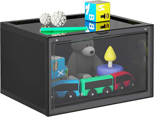 6 Stackable Black Shoe Boxes with Door - Karrari