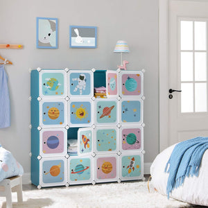 15-Cube Shelving System - Kids Storage Cabinet with Doors