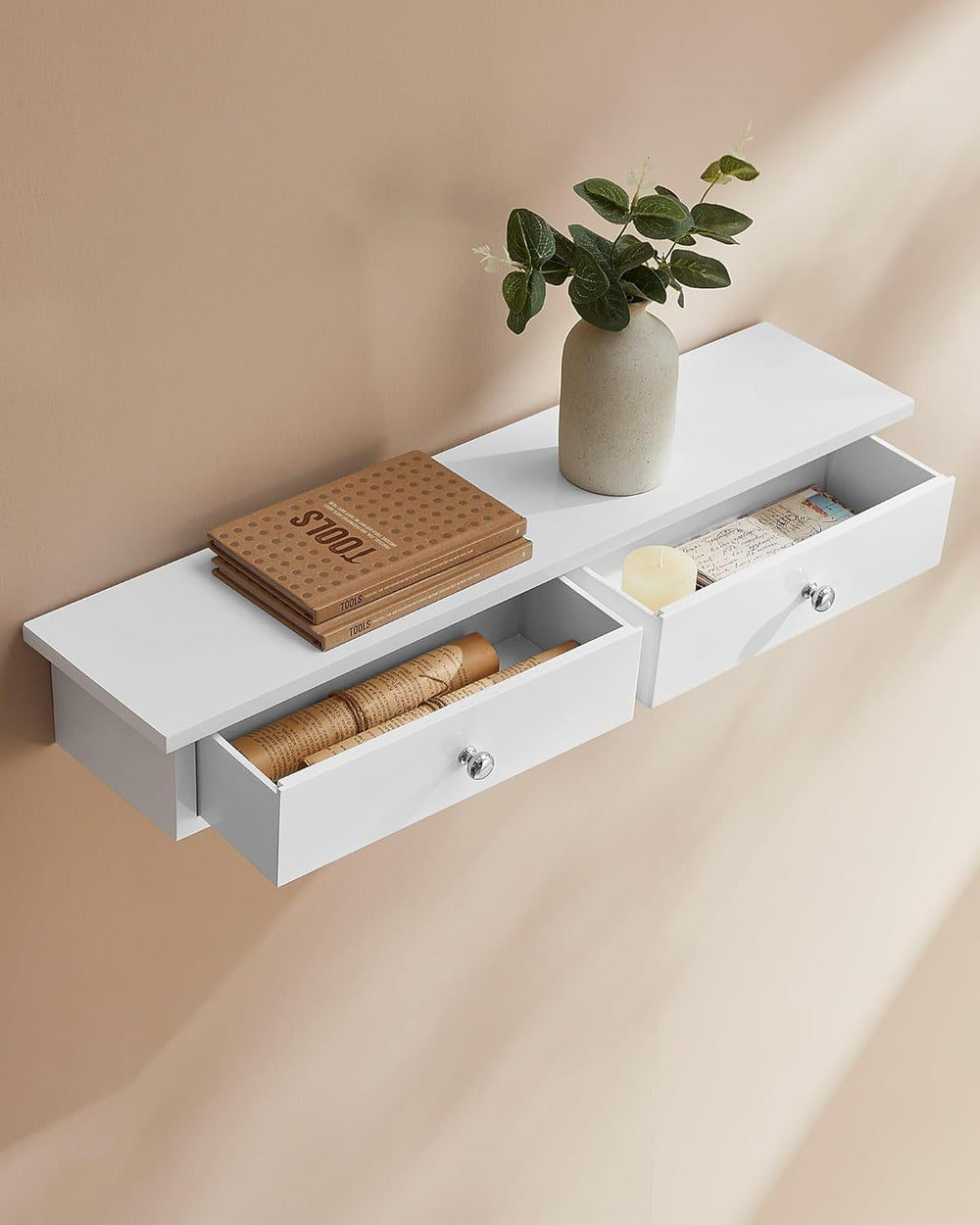 Wall Shelf with 2 Drawers – Gloss Finish - Karrari