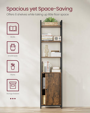 6-Tier Bookshelf with Door & Adjustable Shelves - Karrari