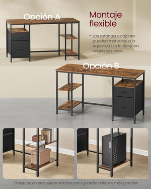 Industrial Style Computer Desk with 3 Shelves