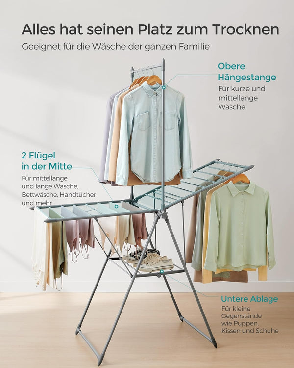 Foldable Clothes Drying Rack – 2 Levels, 24 Rails - Karrari