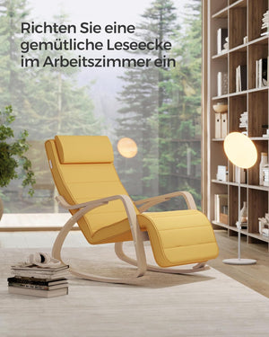 Rocking Chair with Adjustable Footrest - Pastel Yellow - Karrari