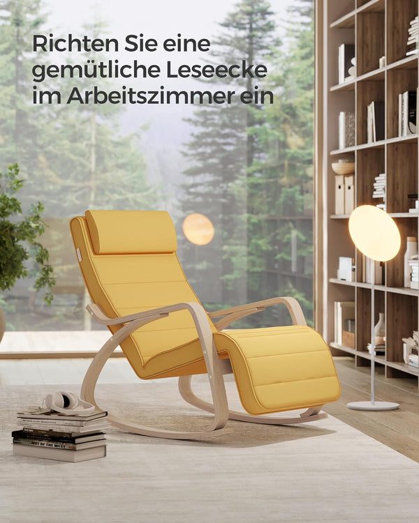 Rocking Chair with Adjustable Footrest - Pastel Yellow - Karrari
